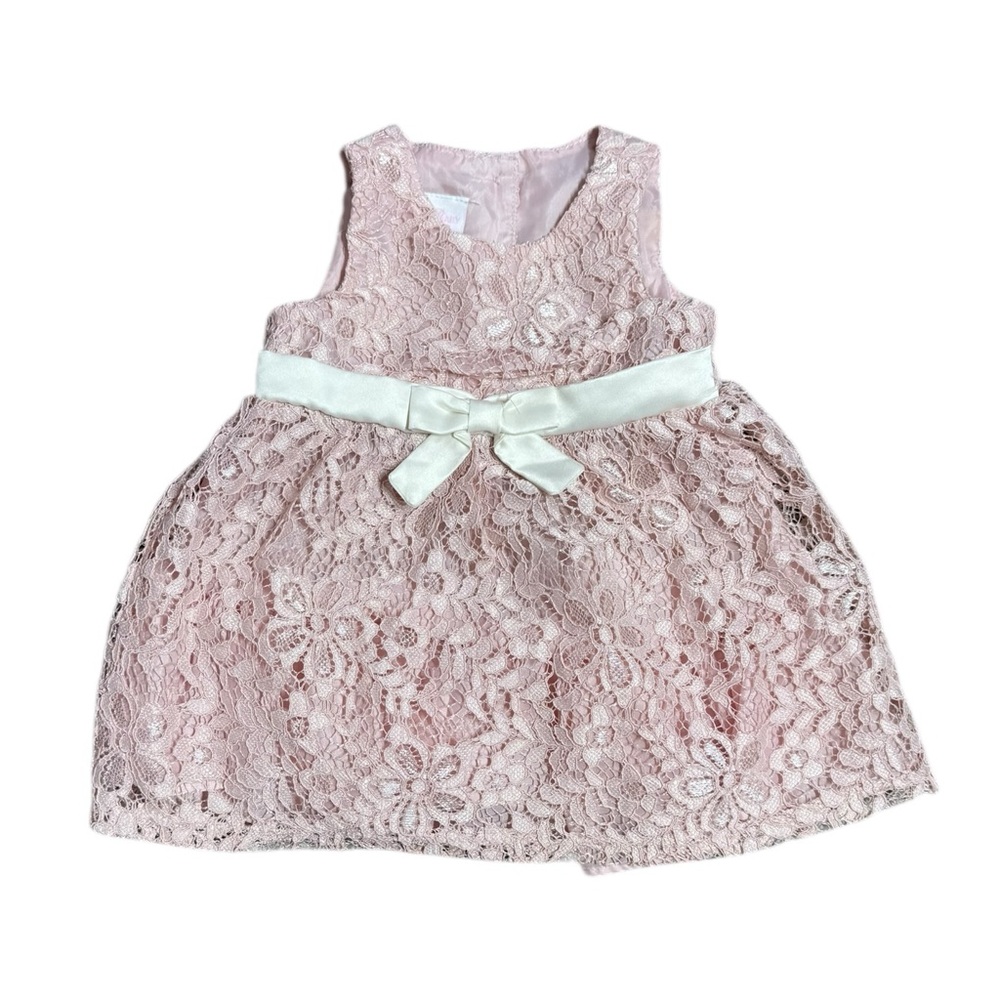 Bonnie Baby Baby Girl Blush Lace Dress Size 6-9 Months